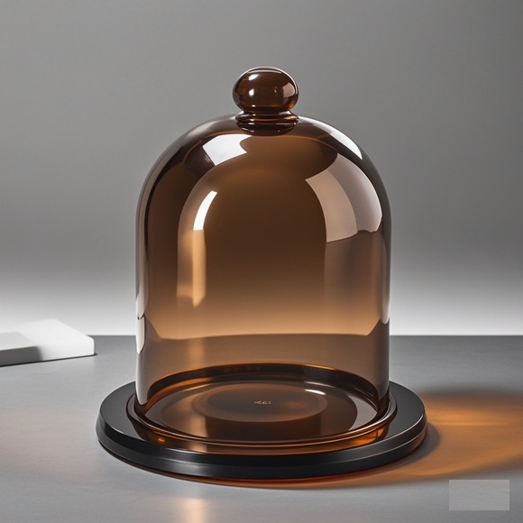     372 Amber bell jar with knob top