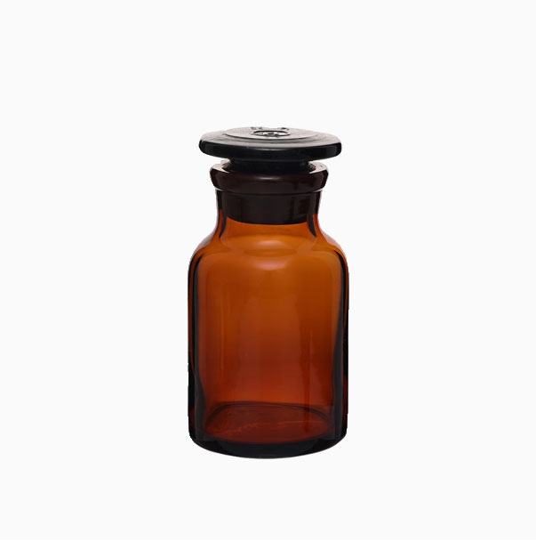     404 Amber wide mouth reagent bottle with ground-in glass stopper