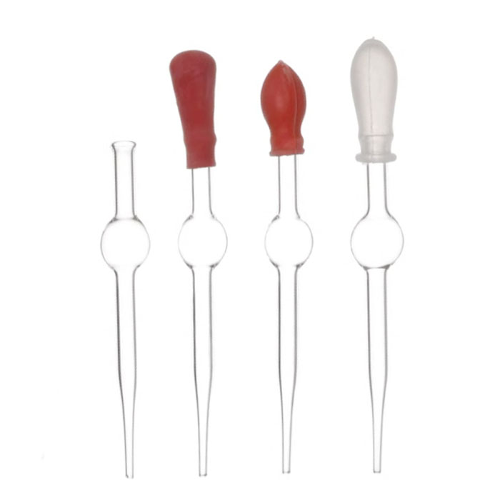     457 Straight tip dropping pipette with one bulb and latex rubber nipple