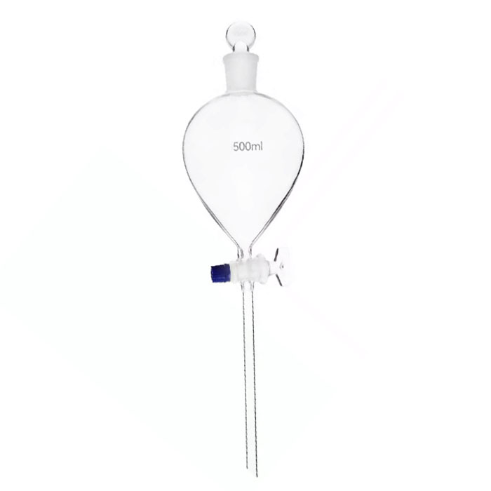     542 Globe shape separatory funnel with ground-in glass stopper and stopcock
