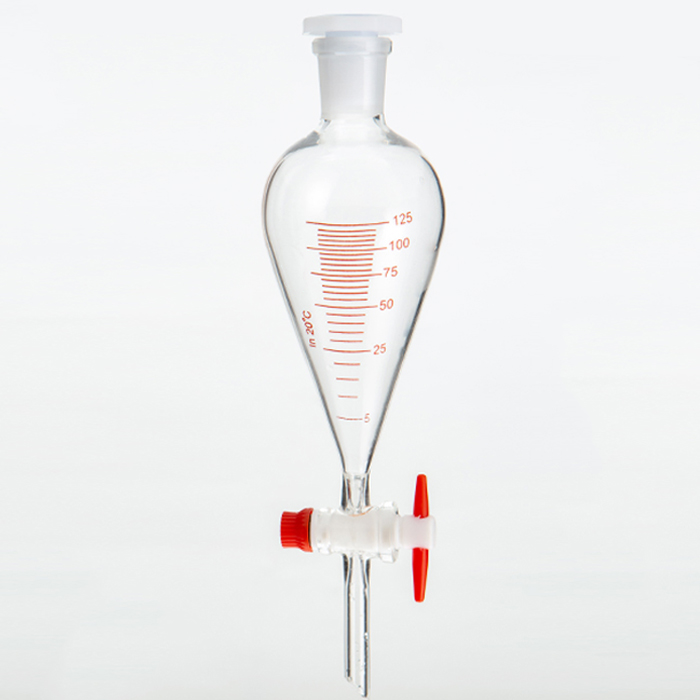     544 Pear- shaped separatory funnel  with graduations ground-in glass stopper and stopcock