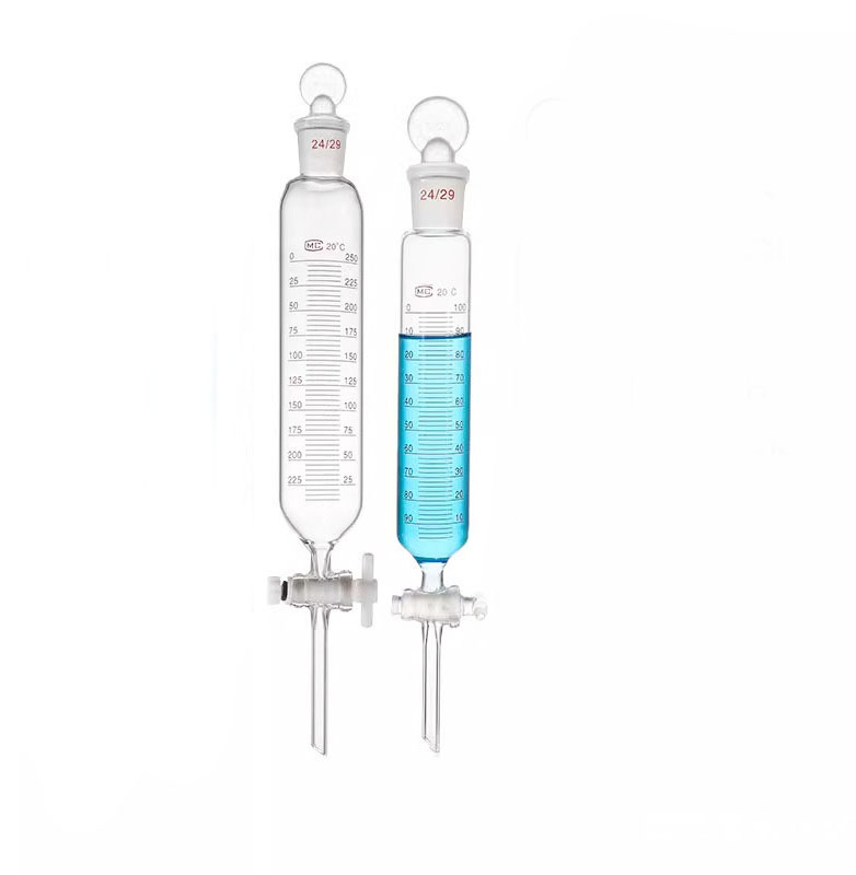     546 Cylindrical shape separatory funnel with graduations ground-in glass stopper and stopcock