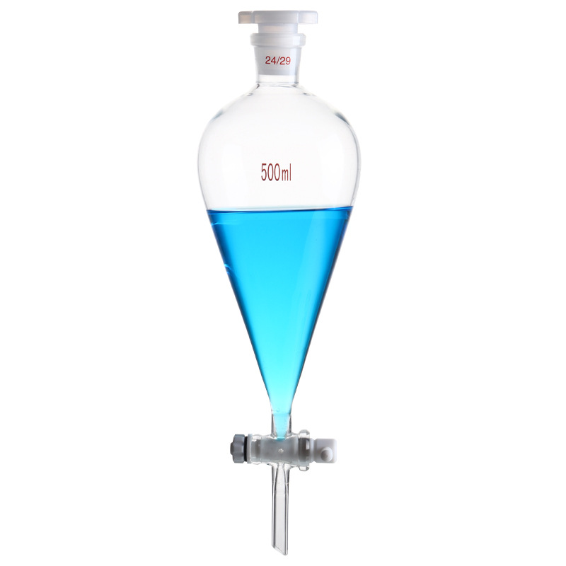 NO.8543 Pear shape separatory funnel with ground-in  stopper and PTFE stopcock