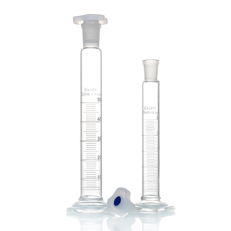     603H Hexagonal base measureing cylinder with glass or plastic stopper and graduations