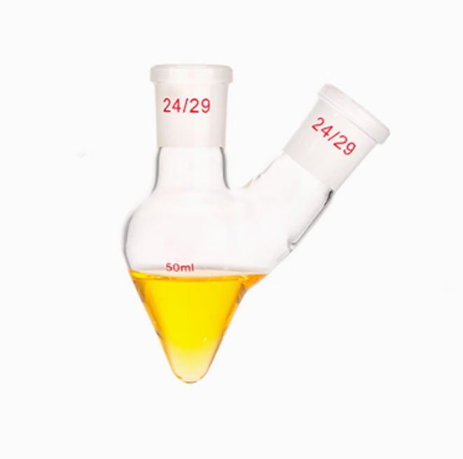 NO.5014 Pear shape flask with two necks   and standard ground mouth