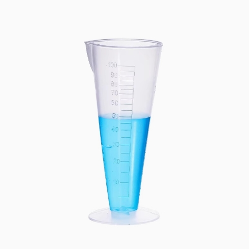 Conical plastic measuring cup