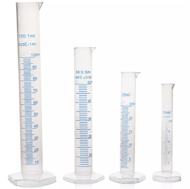 Measuring cylinder with blue scale