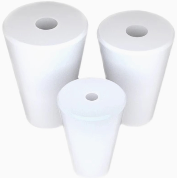 Solid silicone stopper with an 8-mm hole